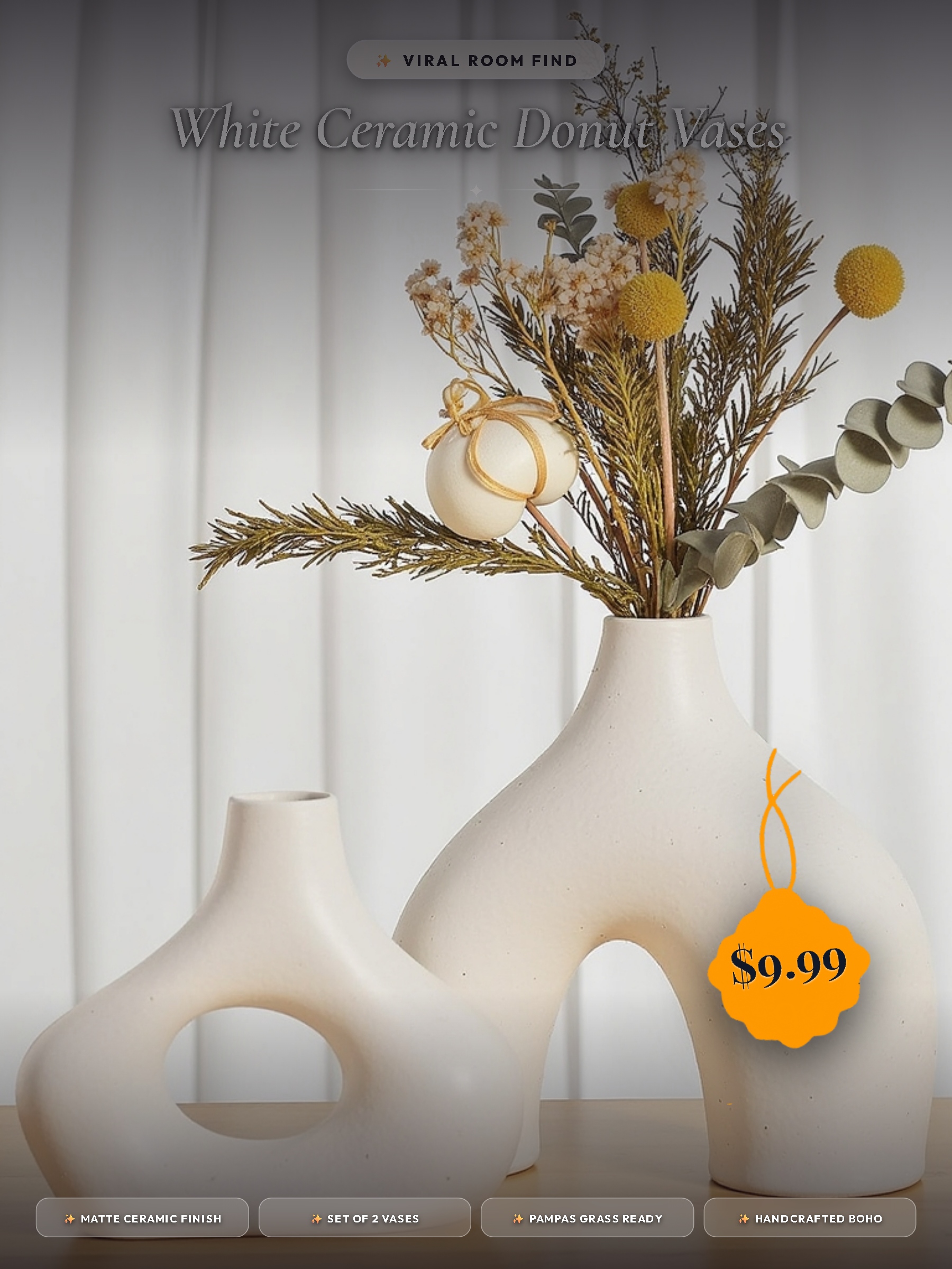 White Ceramic Donut Vases