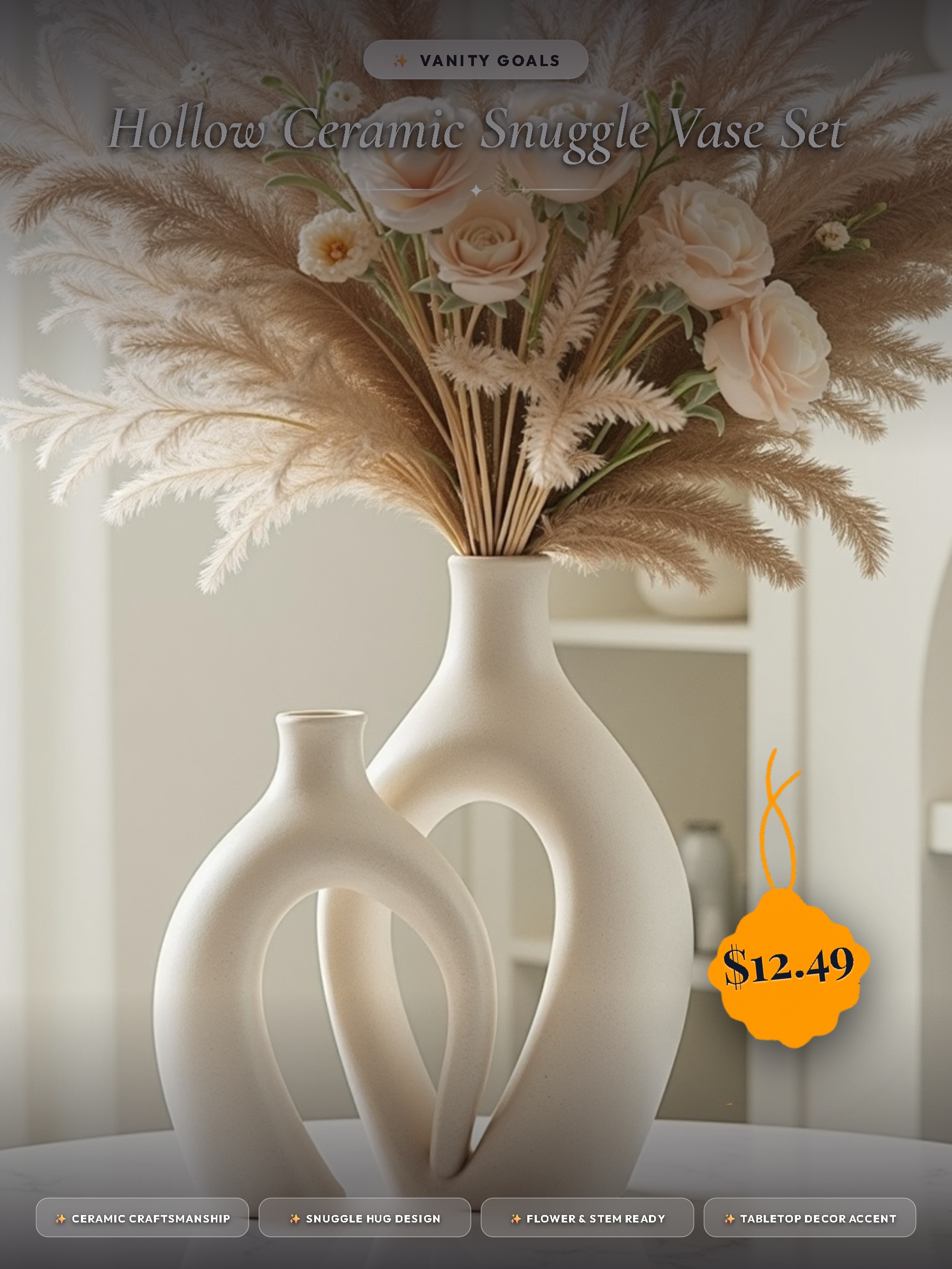 Hollow Ceramic Snuggle Vase Set