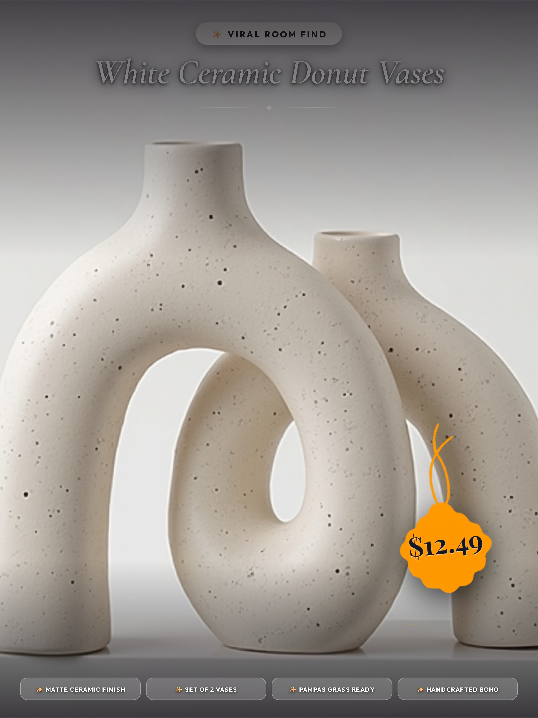 White Ceramic Donut Vases