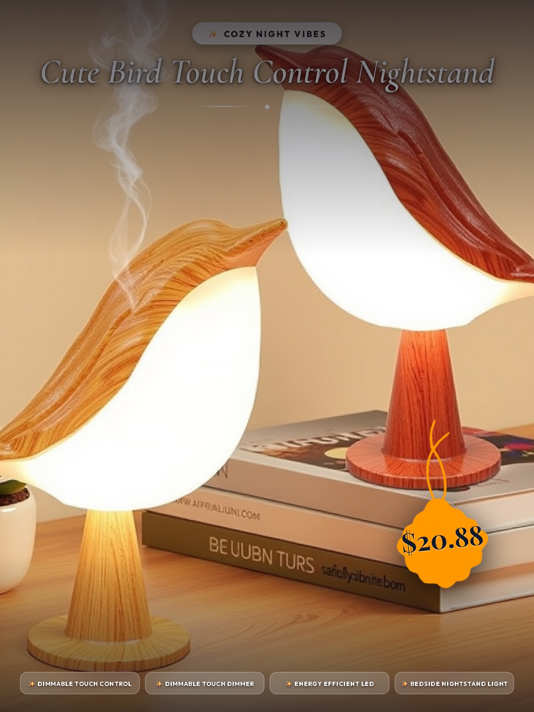 Cute Bird Touch Control Nightstand