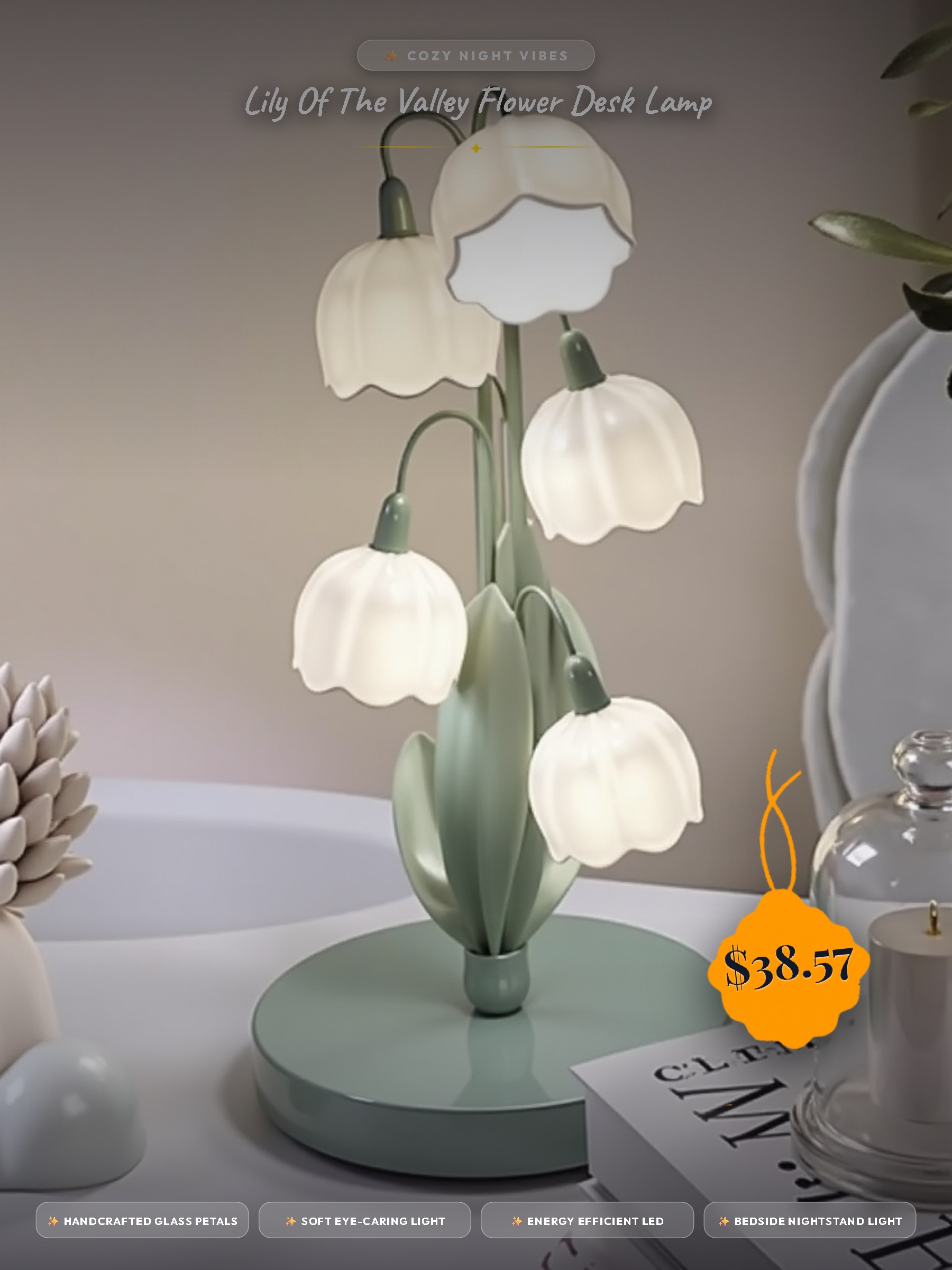 Lily of the Valley Flower Desk Lamp